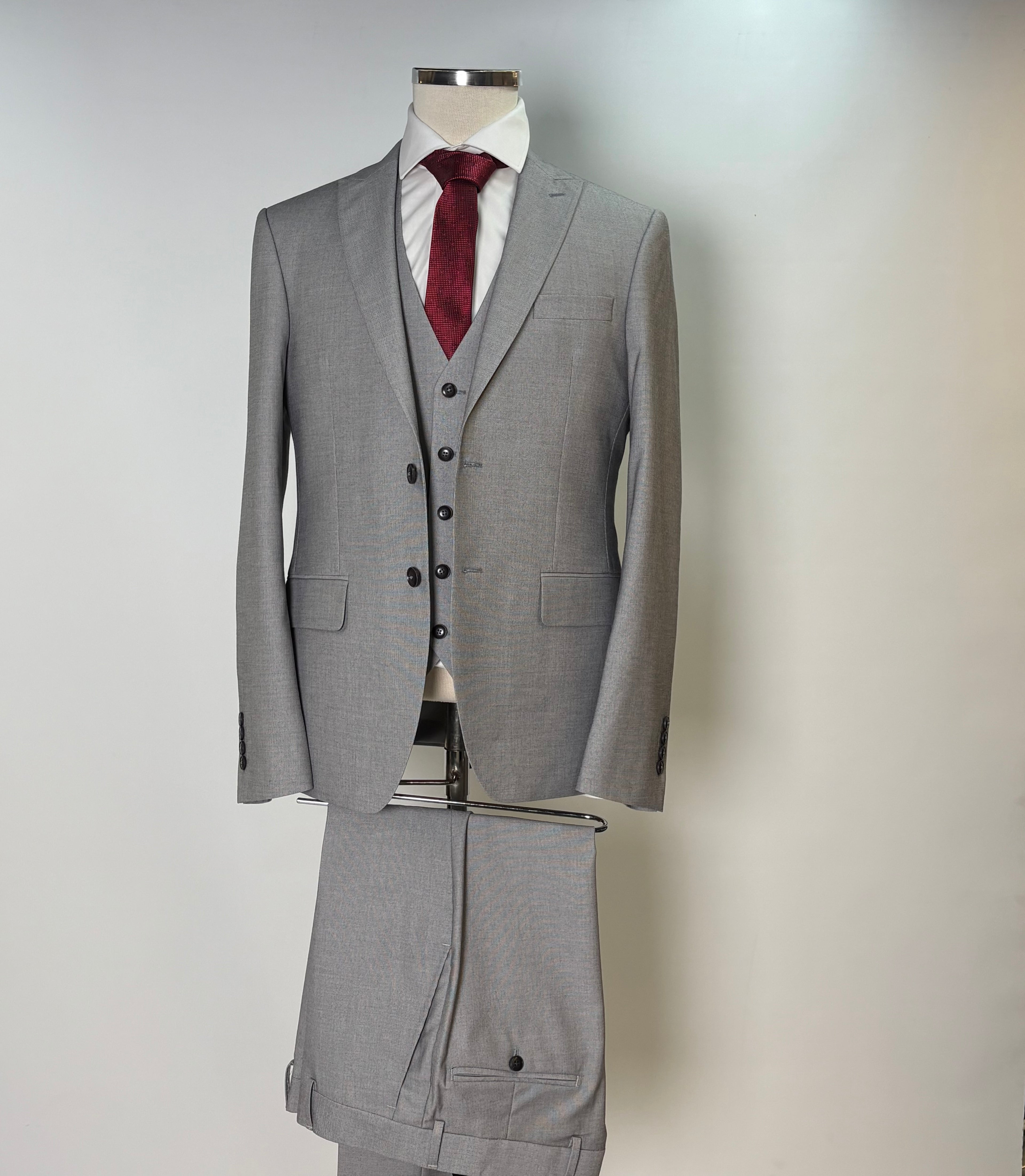 Classic Light Grey Vest Suit Set