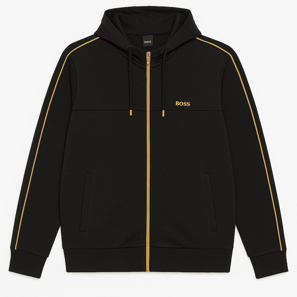 Hugo Boss  Zip-Up Hoodie with Gold Accents