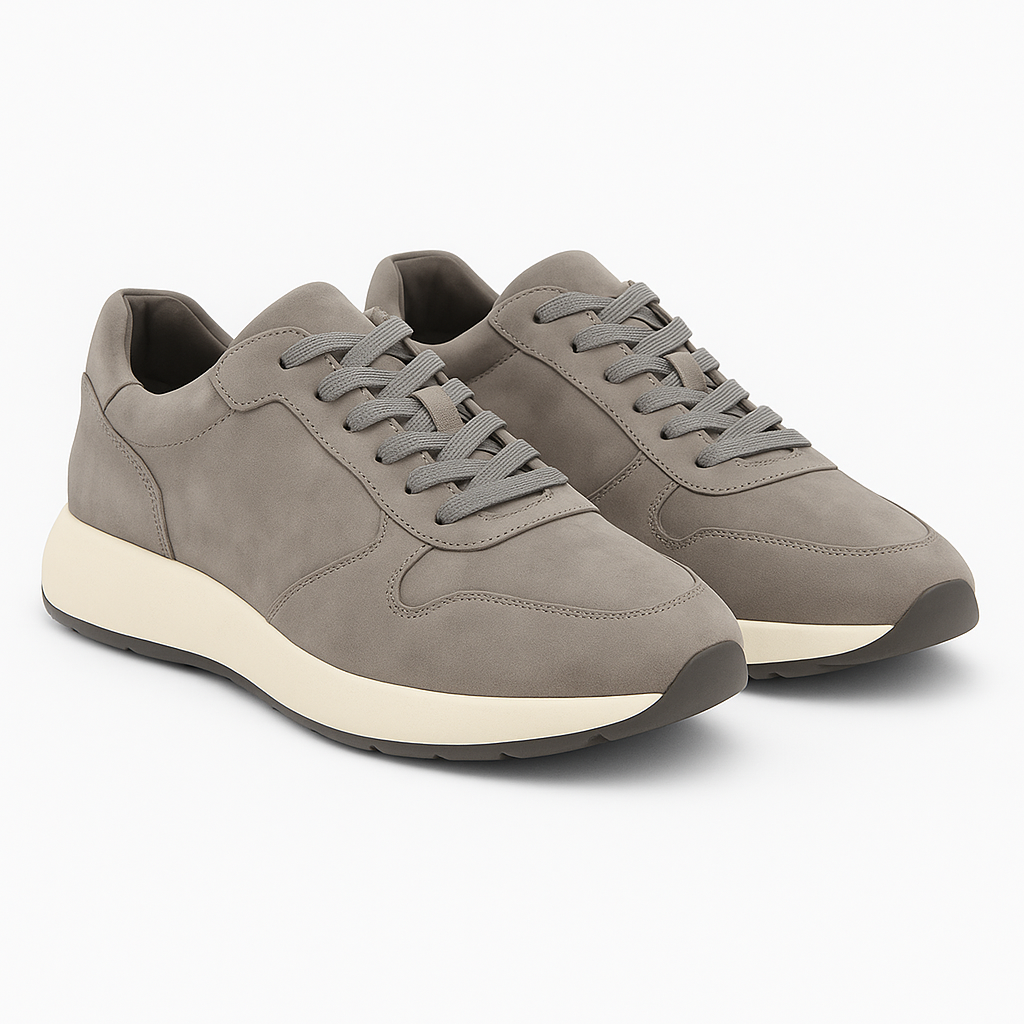 Taupe Suede Lace-Up Sneakers – Contrast Sole Edition