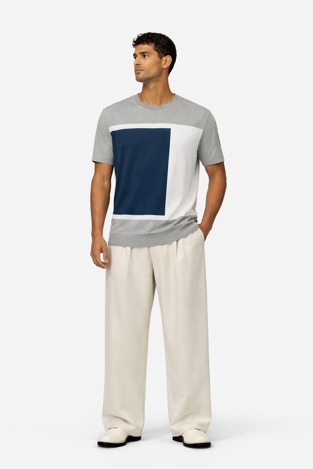 Geometric Panel Knit T-Shirt