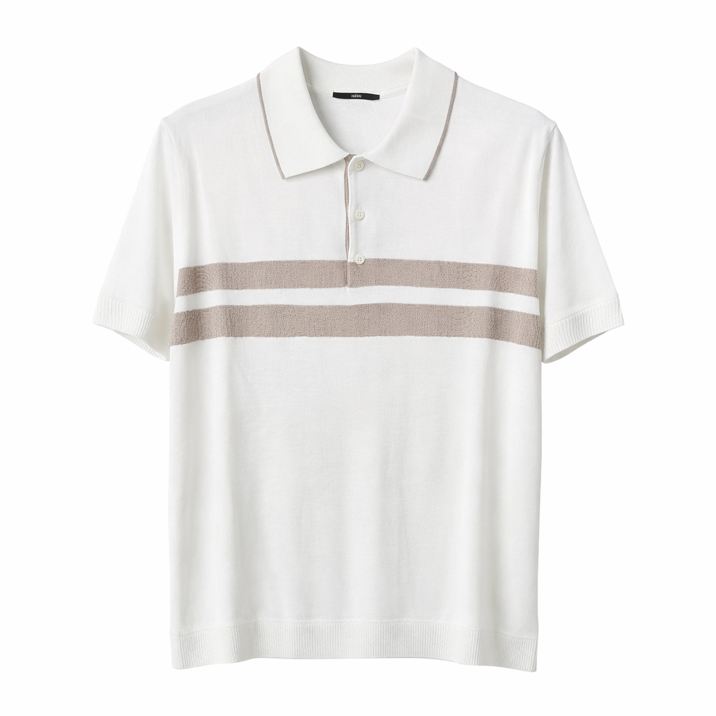 Textured Stripe Knit Polo
