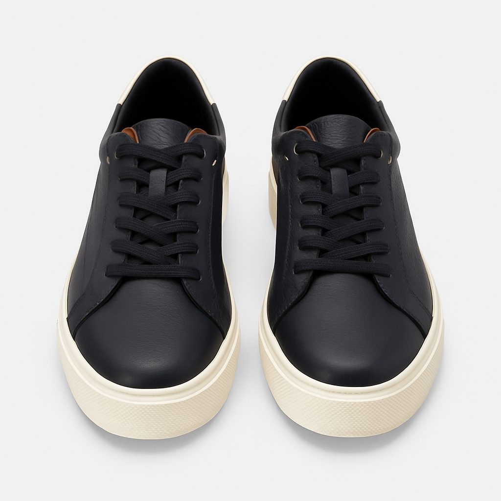 Leather Low-Top Sneakers – Contrast Heel Edition