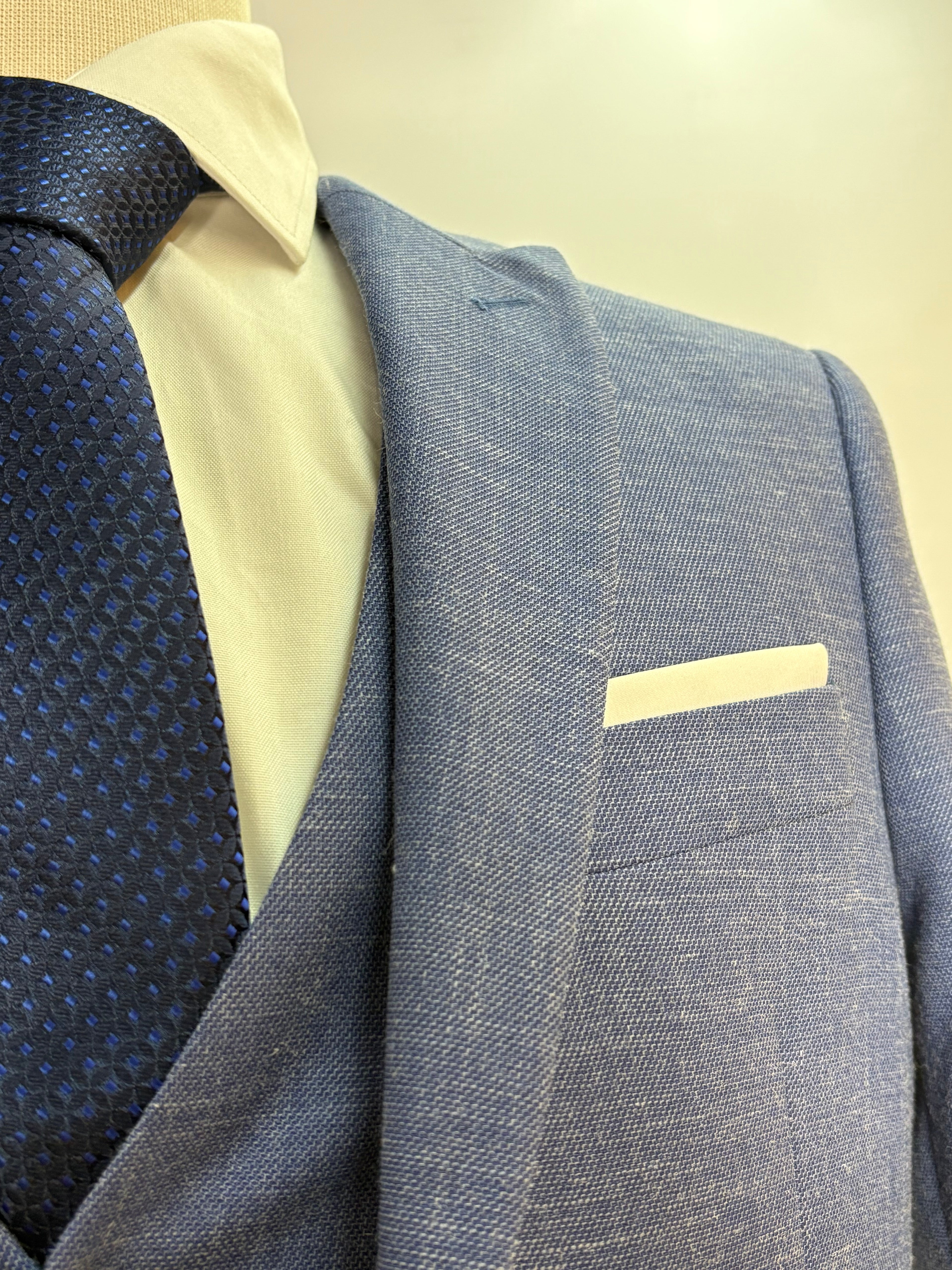 Classic Steel Blue Vest Suit Set