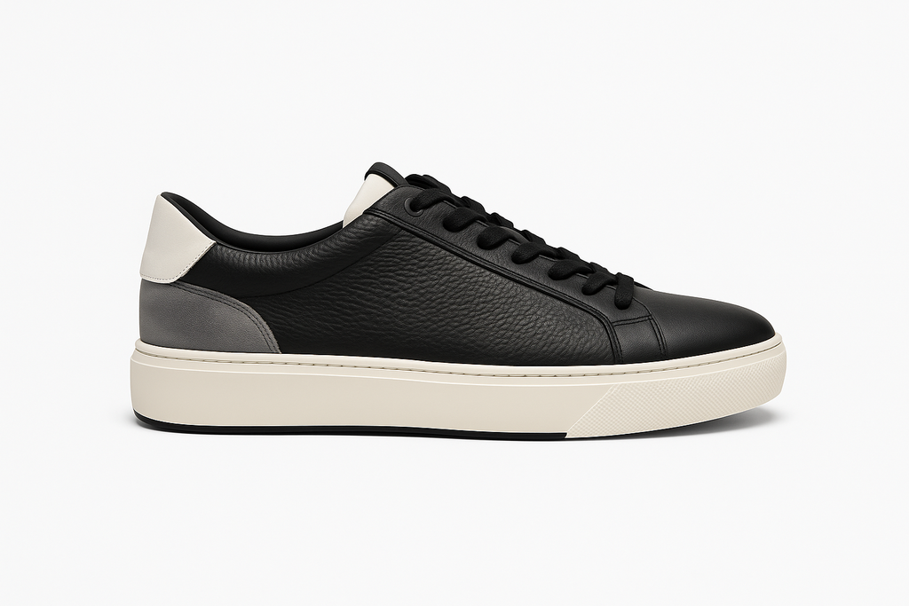 Leather Low-Top Sneakers – Contrast Heel Edition