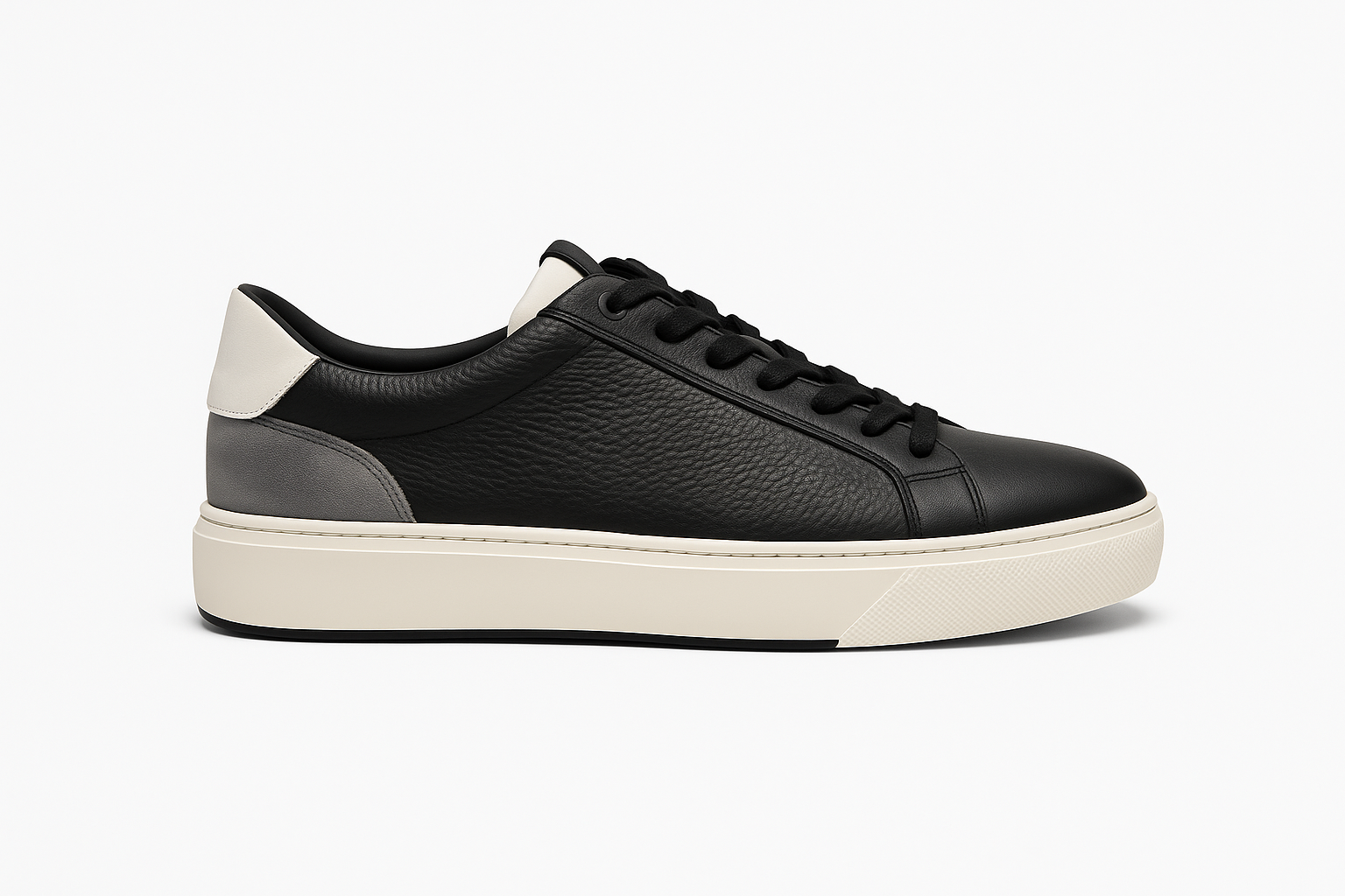 Leather Low-Top Sneakers – Contrast Heel Edition