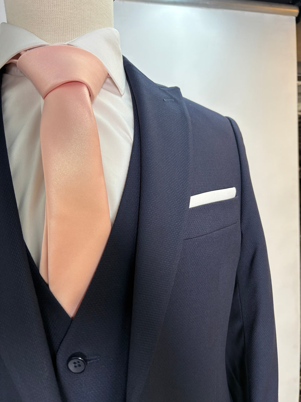 Classic Navy Blue Vest Suit Set