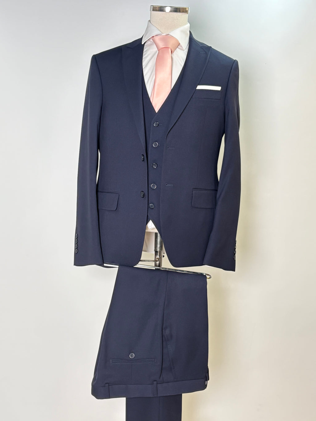 Classic Navy Blue Vest Suit Set