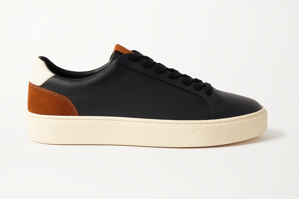 Leather Low-Top Sneakers – Contrast Heel Edition