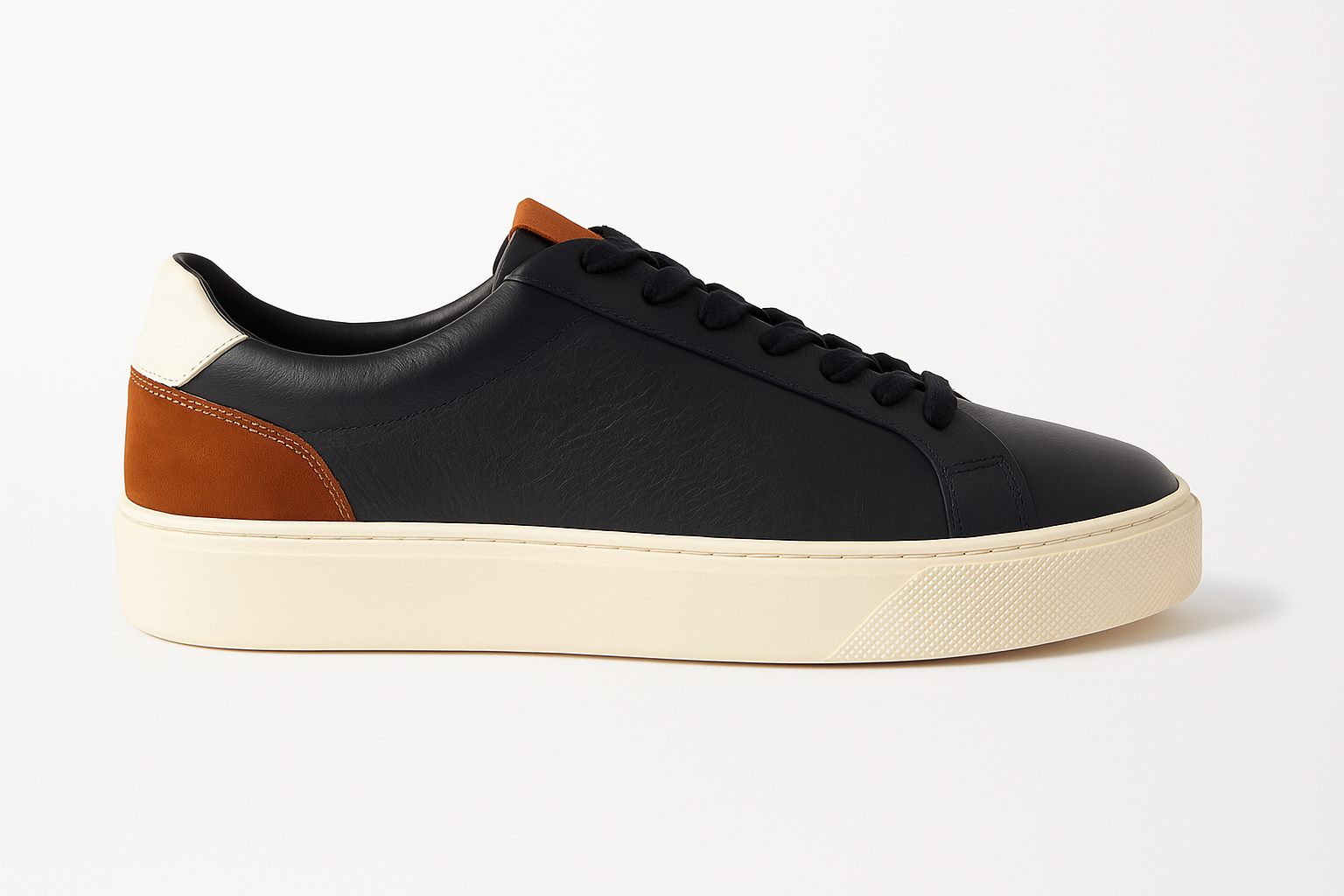 Leather Low-Top Sneakers – Contrast Heel Edition