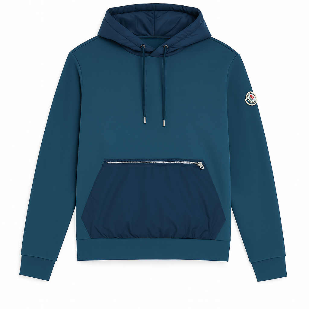Teal Hooded Sweatshirt with Front Zip Pocket