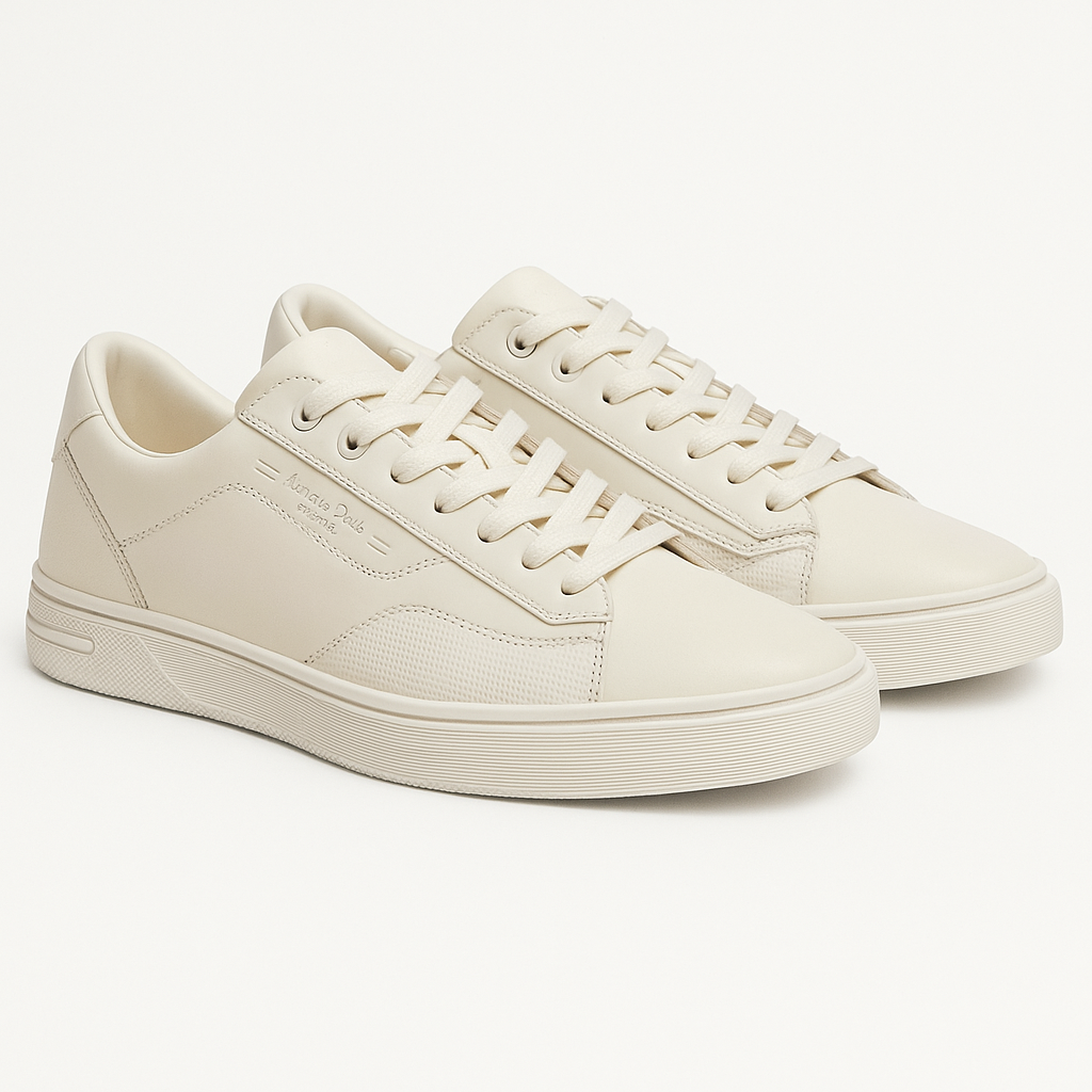 Minimalist Cream Leather Sneakers