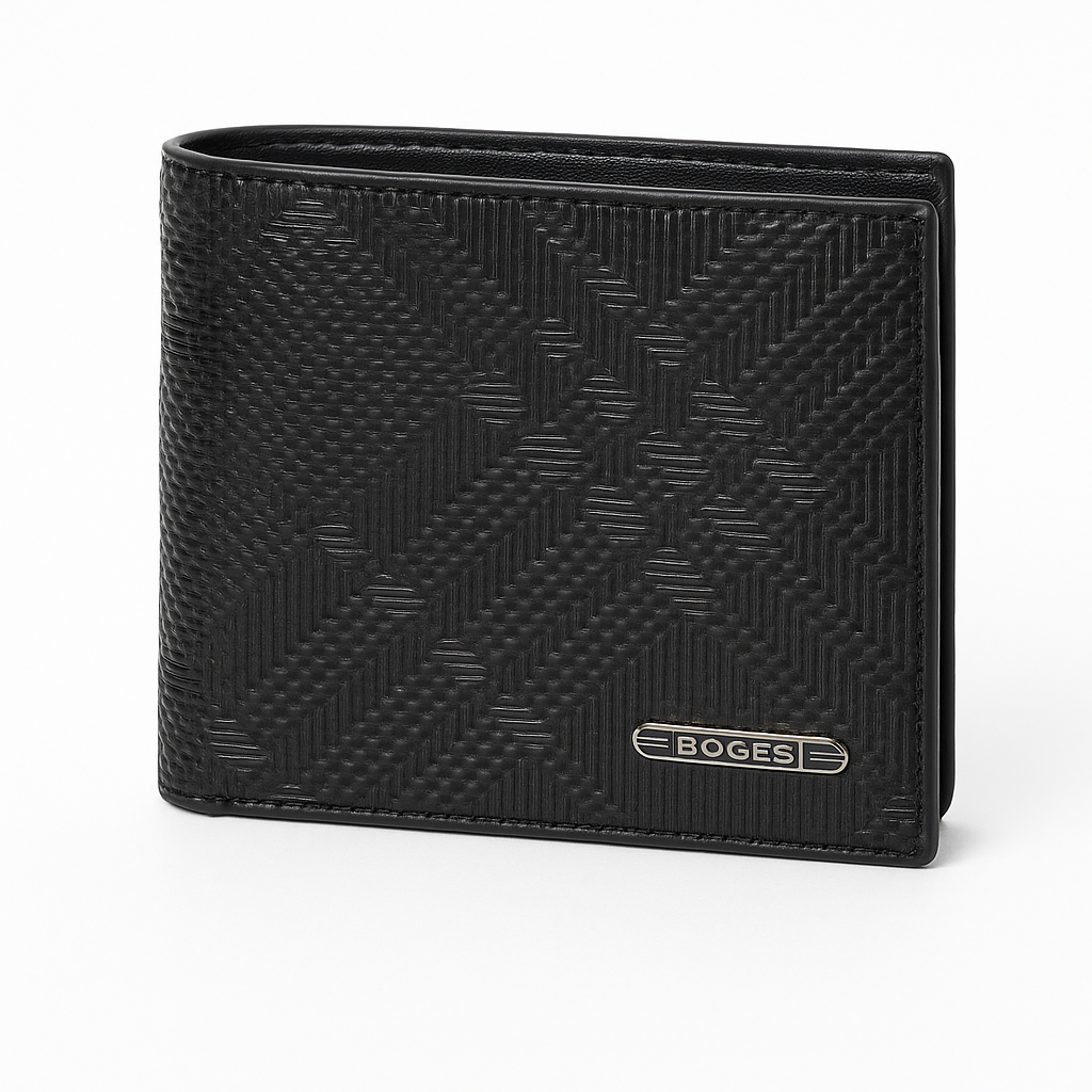 Bogesi Black Textured Leather Wallet