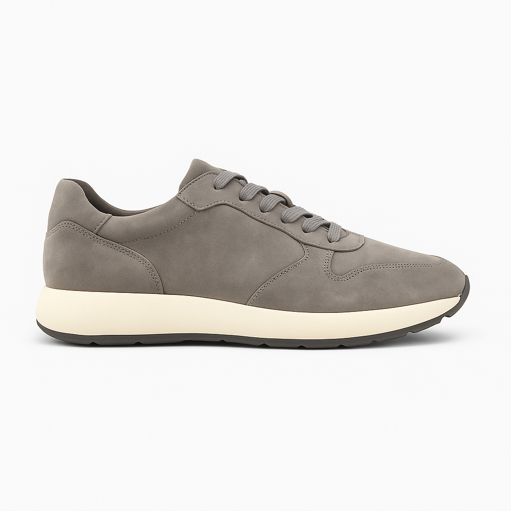 Taupe Suede Lace-Up Sneakers – Contrast Sole Edition