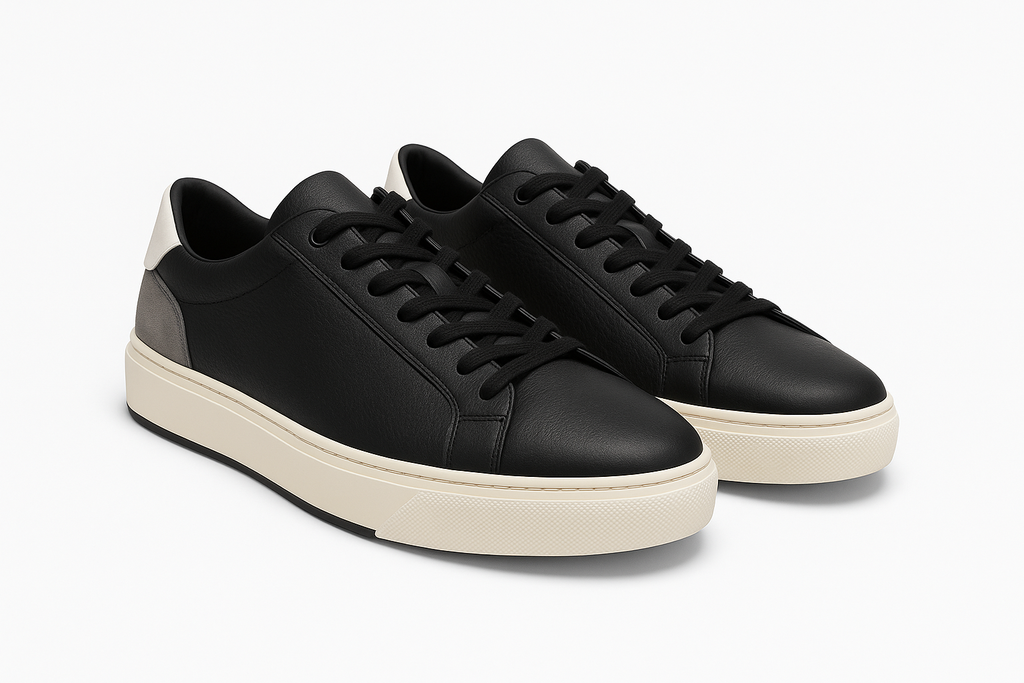 Leather Low-Top Sneakers – Contrast Heel Edition