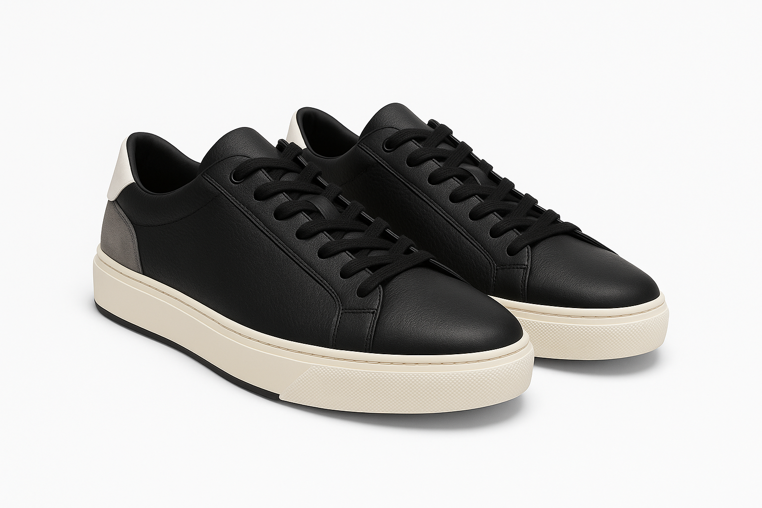 Leather Low-Top Sneakers – Contrast Heel Edition