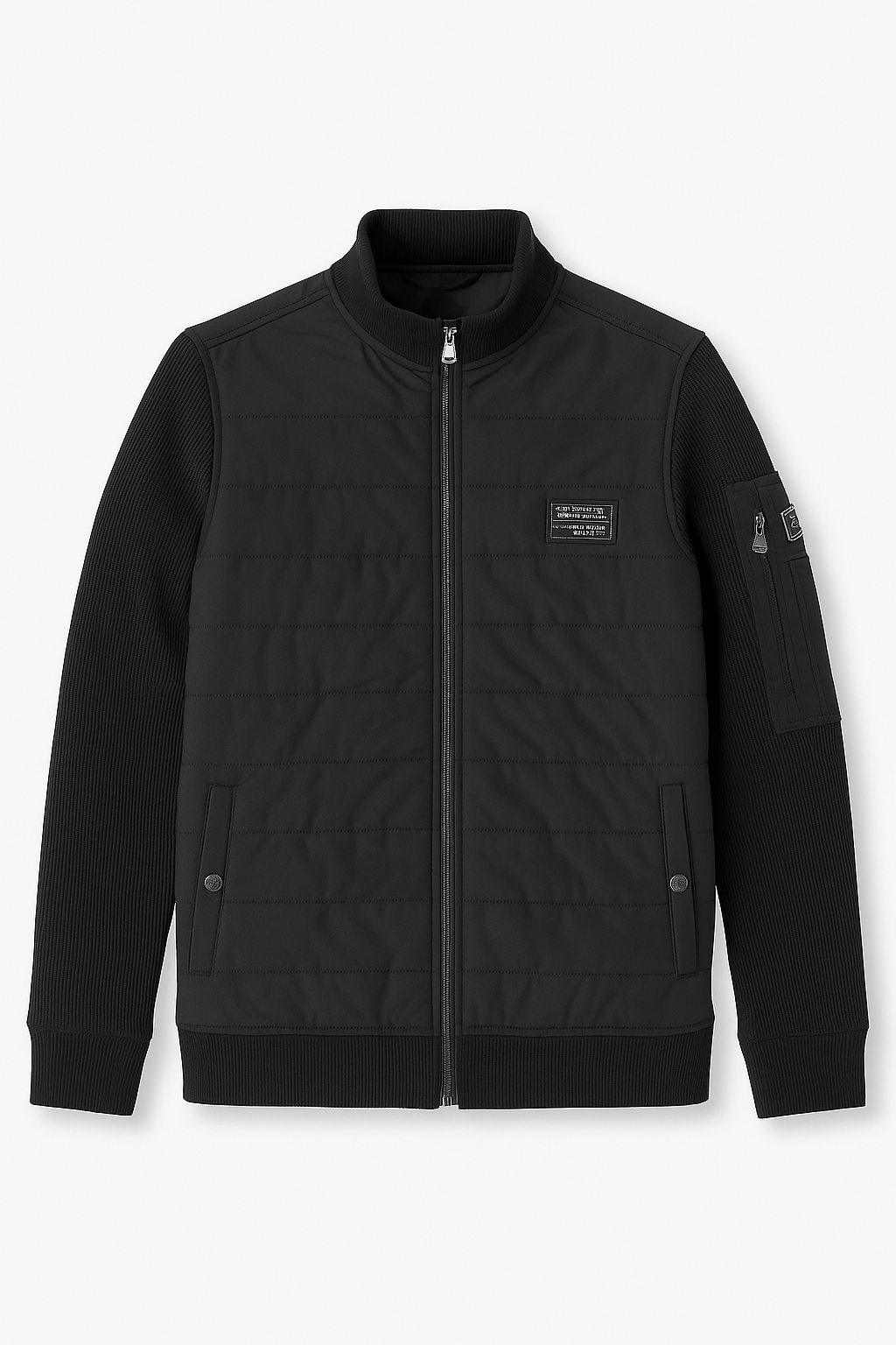 Black Quilted Zip-Up Jacket