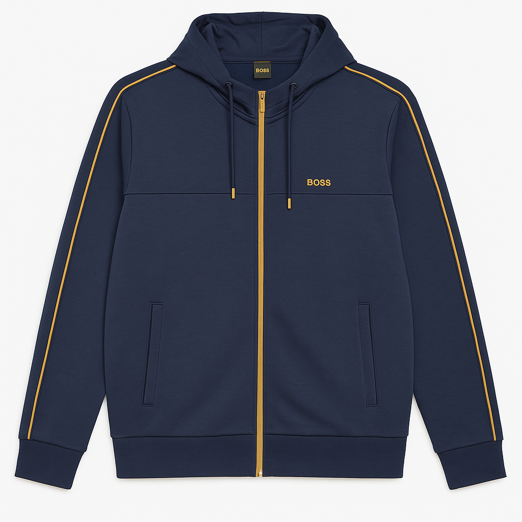 Hugo Boss  Zip-Up Hoodie with Gold Accents